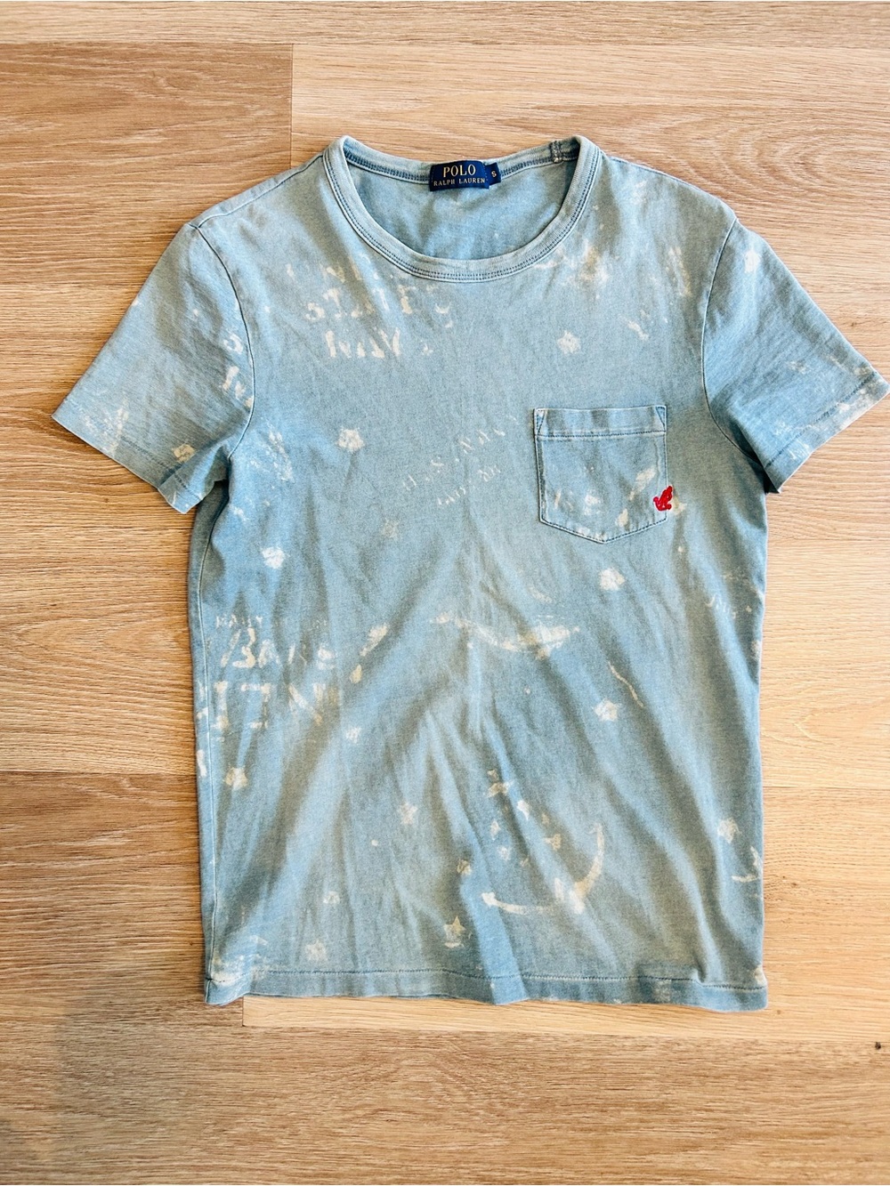 Polo by Ralph Lauren Pale Blue Distressed Pocket Tee